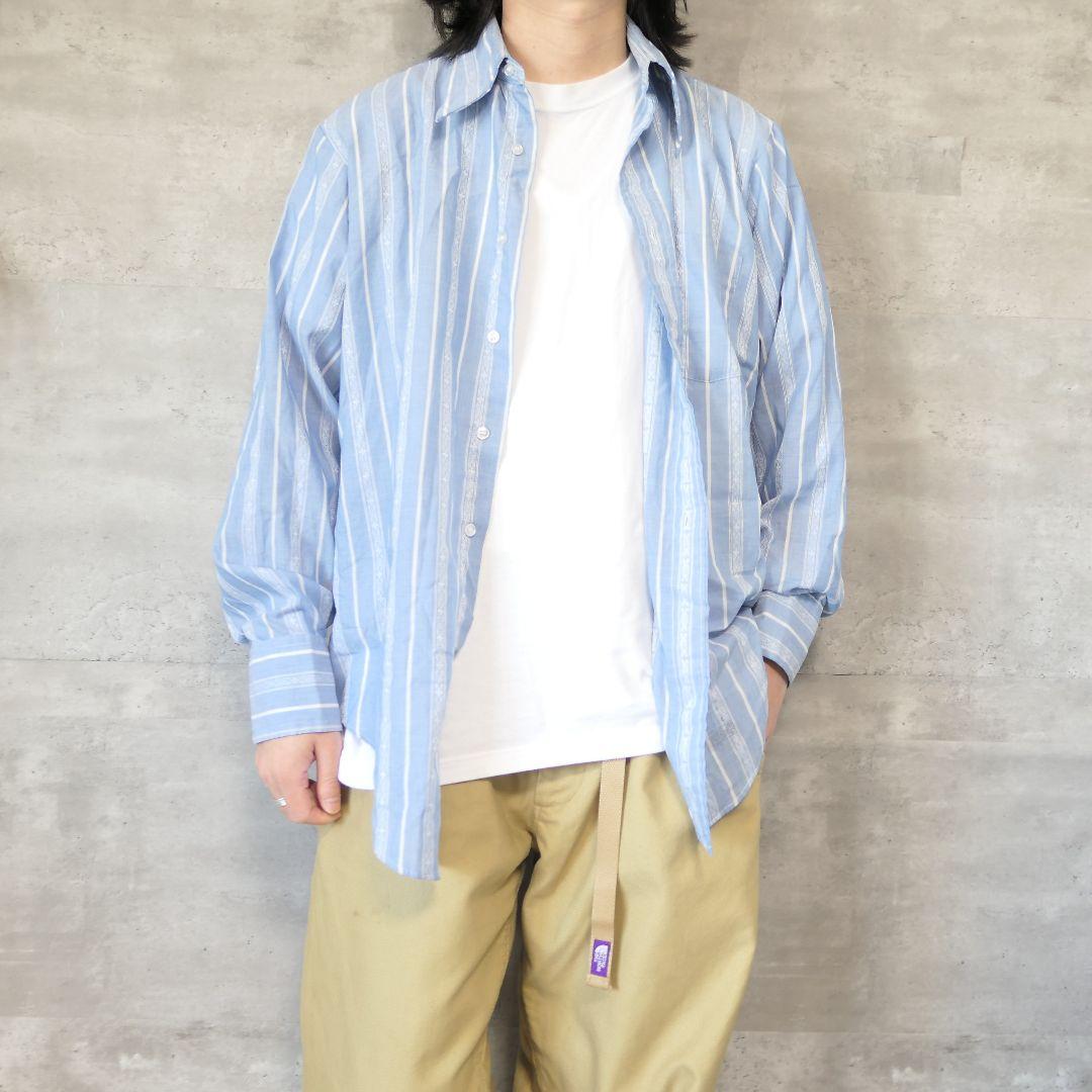 VINTAGE 70s M~L Stripe shirt -Arrow-