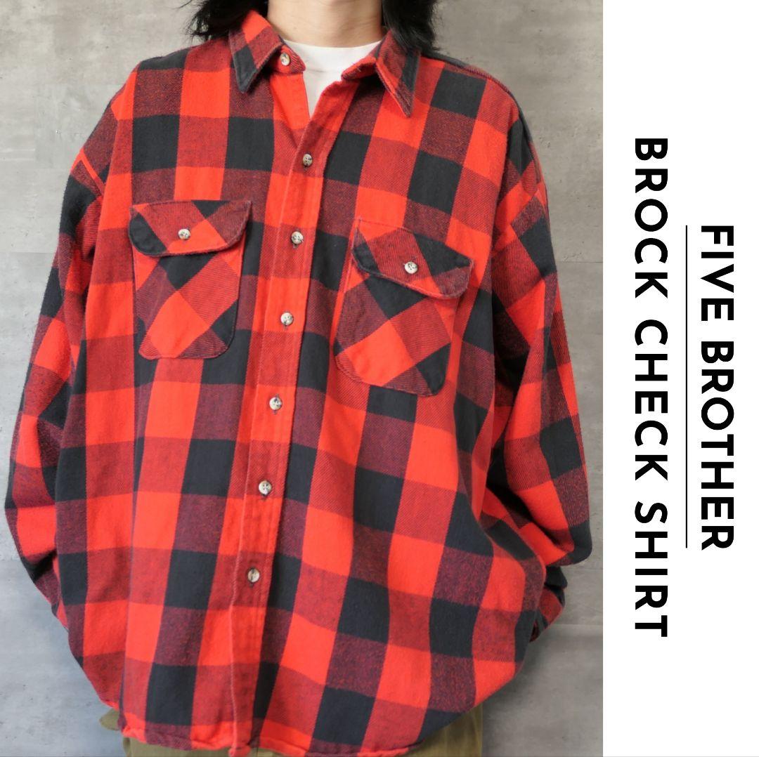 VINTAGE 90s 4XL Brock check shirt -FIVE BROTHER-