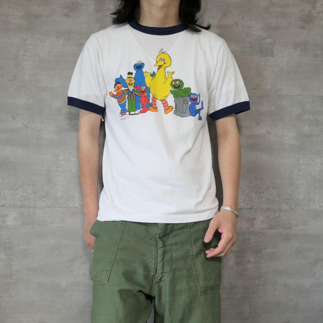 VINTAGE 90s M Ringer T-shirt -SESAME STREET-
