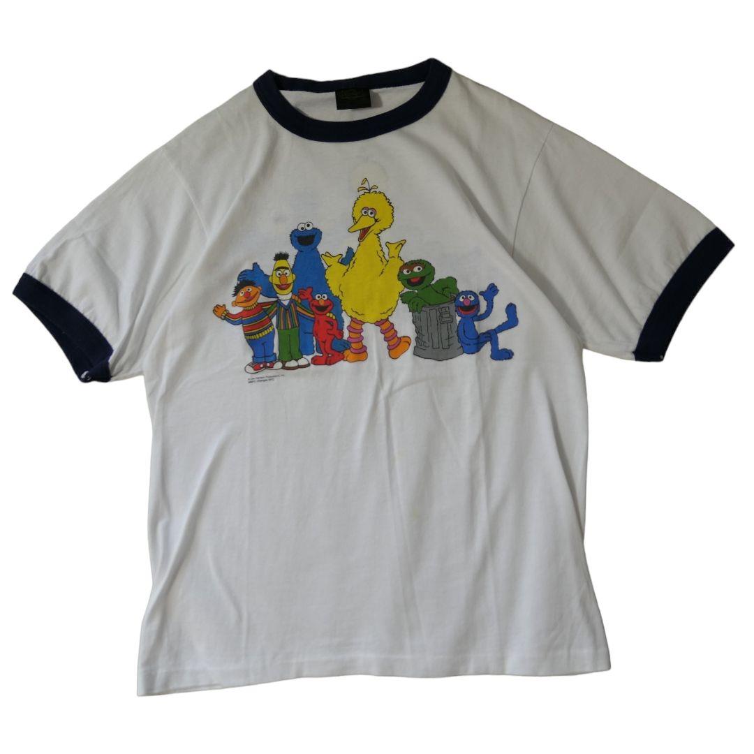 VINTAGE 90s M Ringer T-shirt -SESAME STREET-