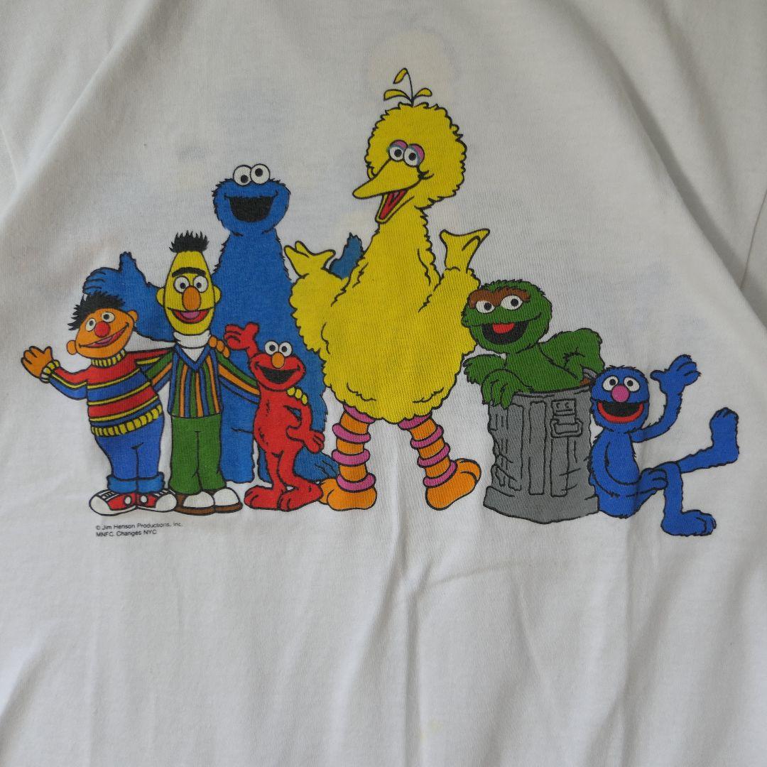 VINTAGE 90s M Ringer T-shirt -SESAME STREET-
