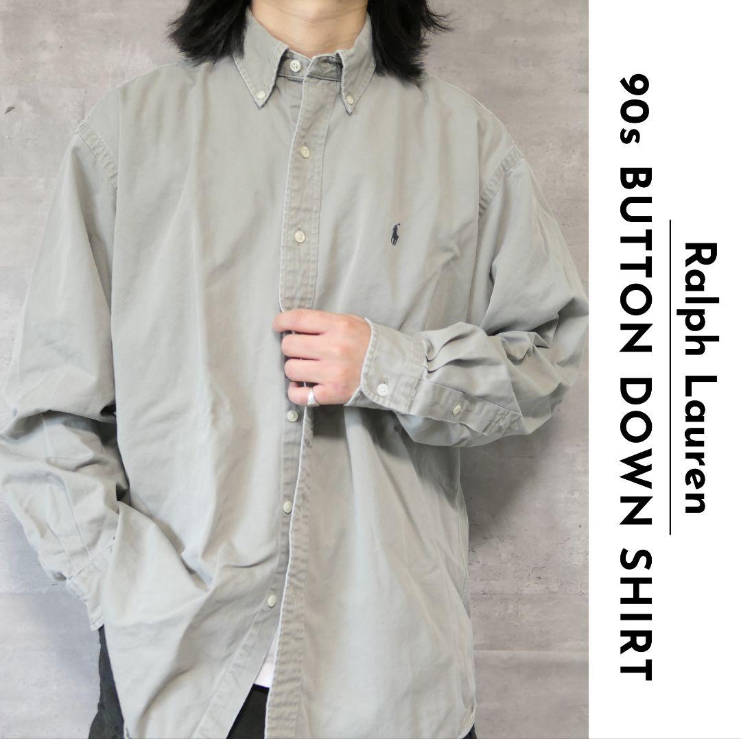 VINTAGE 90s L Button down shirt -Ralph Lauren-