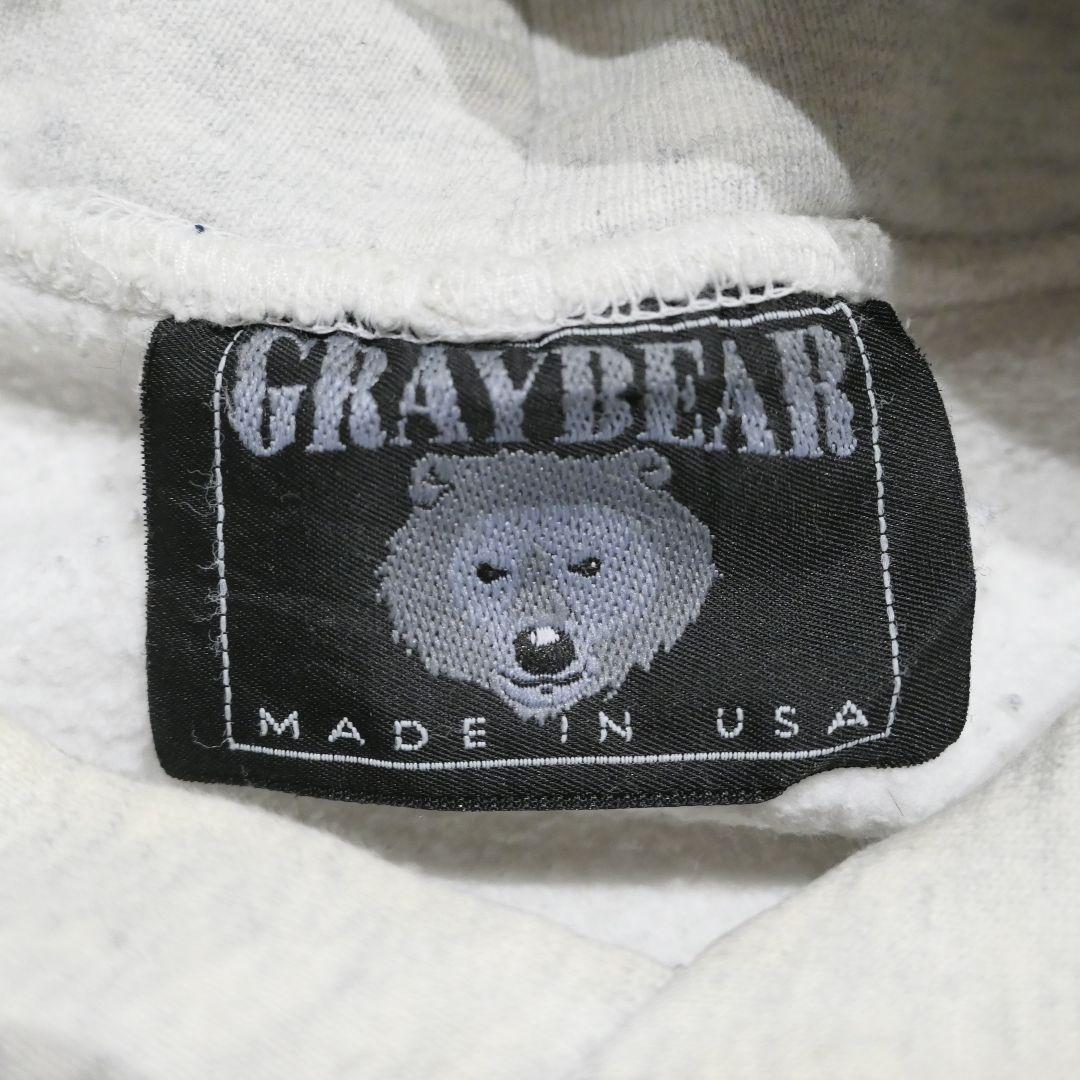 VINTAGE 90s XL Reverse Weave Type Hoodie -GRAY BEAR-