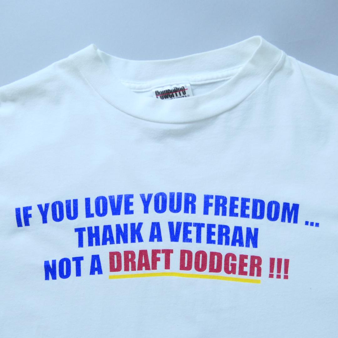 VINTAGE 90s XL Message Tee -DRAFT DODGER!!!-