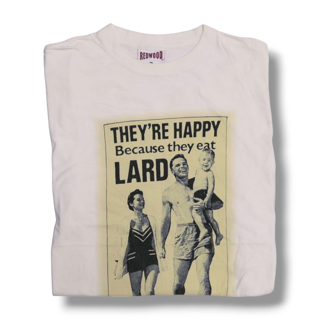 VINTAGE 90s XL Parody Tee -They're Happy Because They Eat Lard-