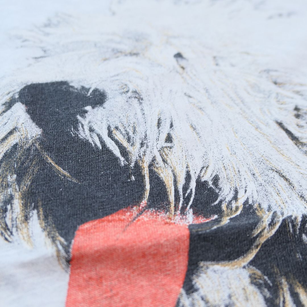 VINTAGE 90s M Dog Print Tee "OLD ENGLISH SHEEP DOG" -TELETREND COLS-