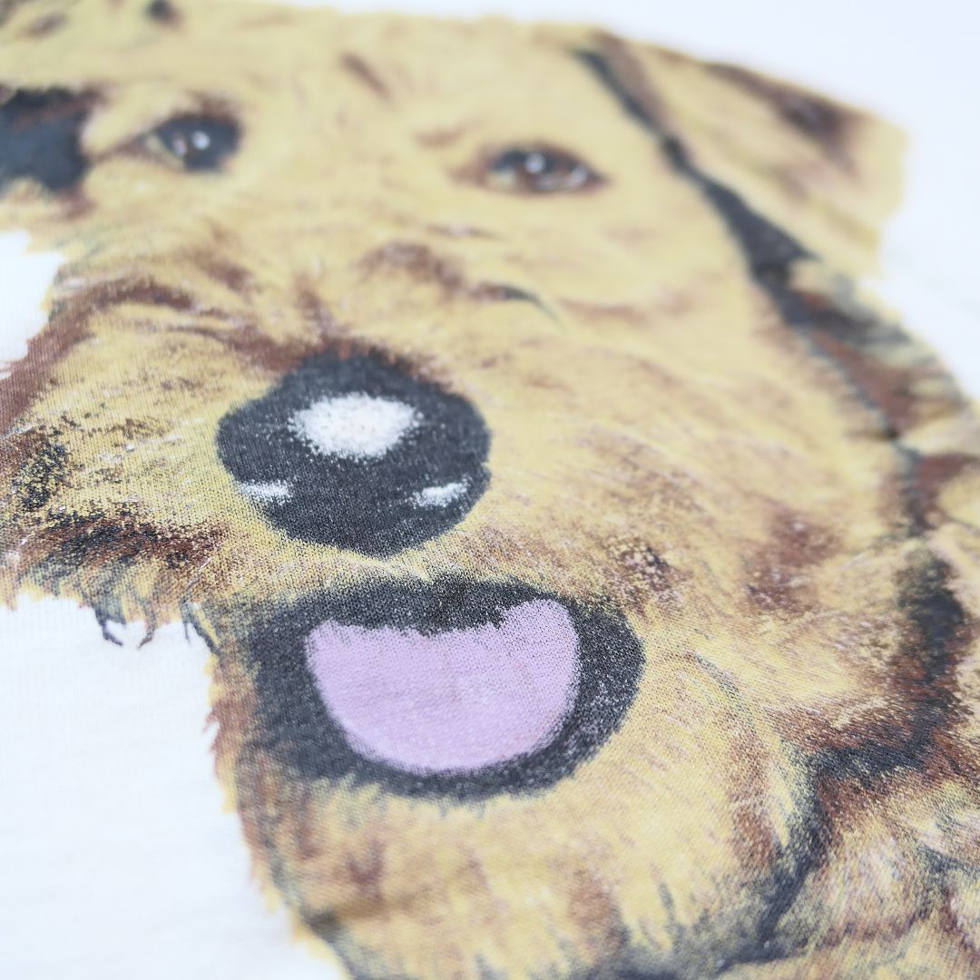 VINTAGE 90s Dog Print Tee "schnauzer" -FAMOUS FIDO'S SUNWEAR-
