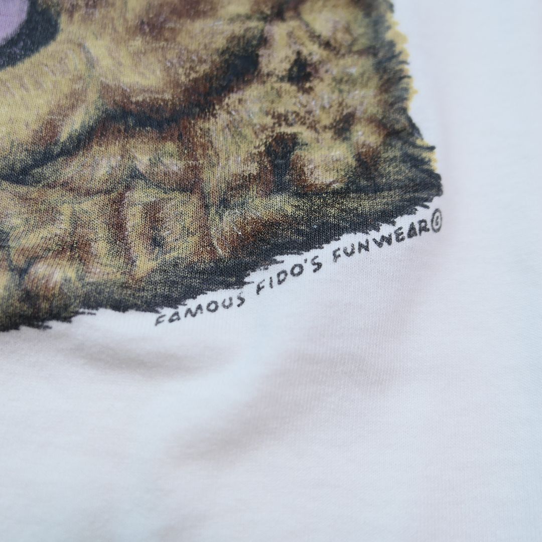 VINTAGE 90s Dog Print Tee "schnauzer" -FAMOUS FIDO'S SUNWEAR-
