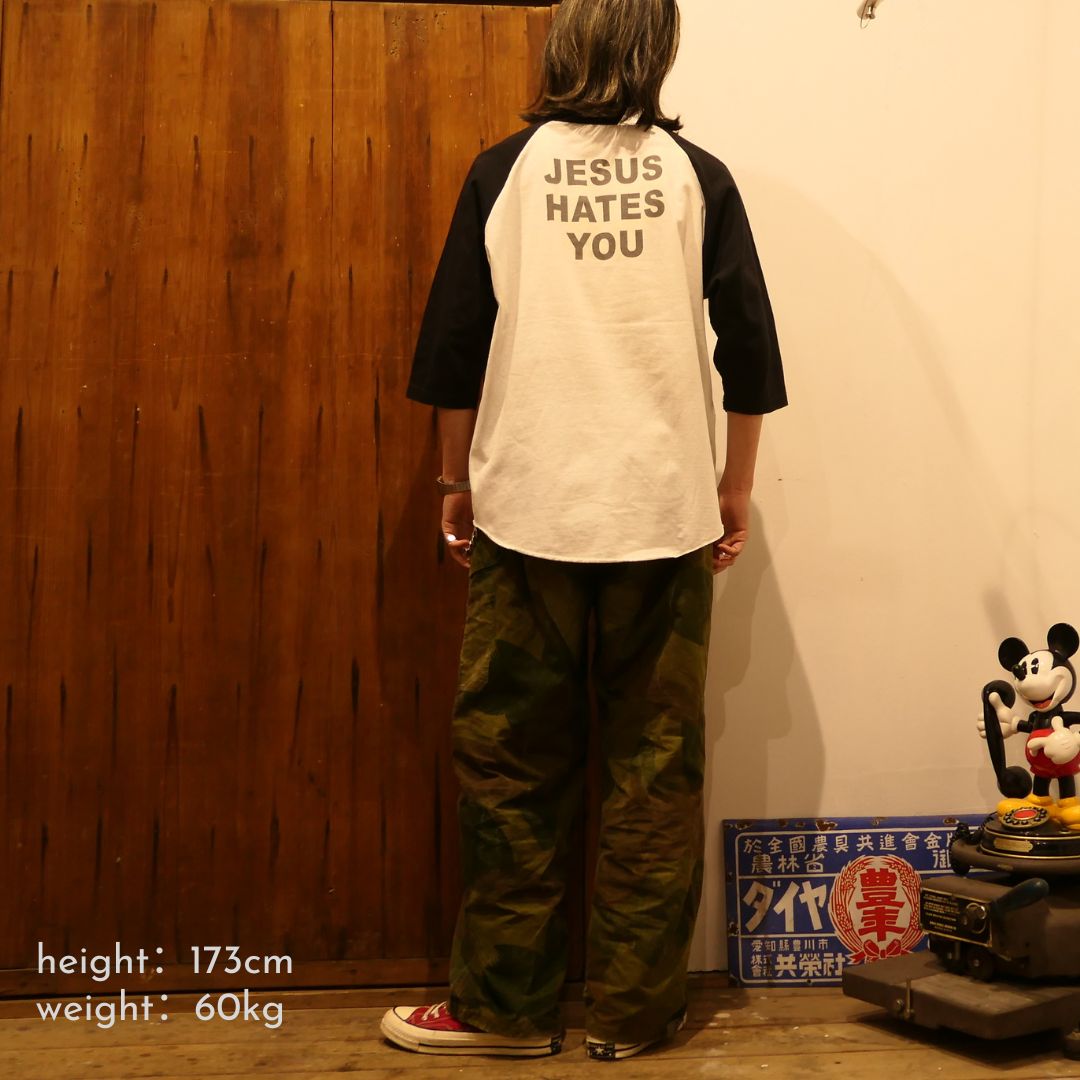 VINTAGE 90s XL Raglan Sleeves Message Tee -JESUS HATES YOU-