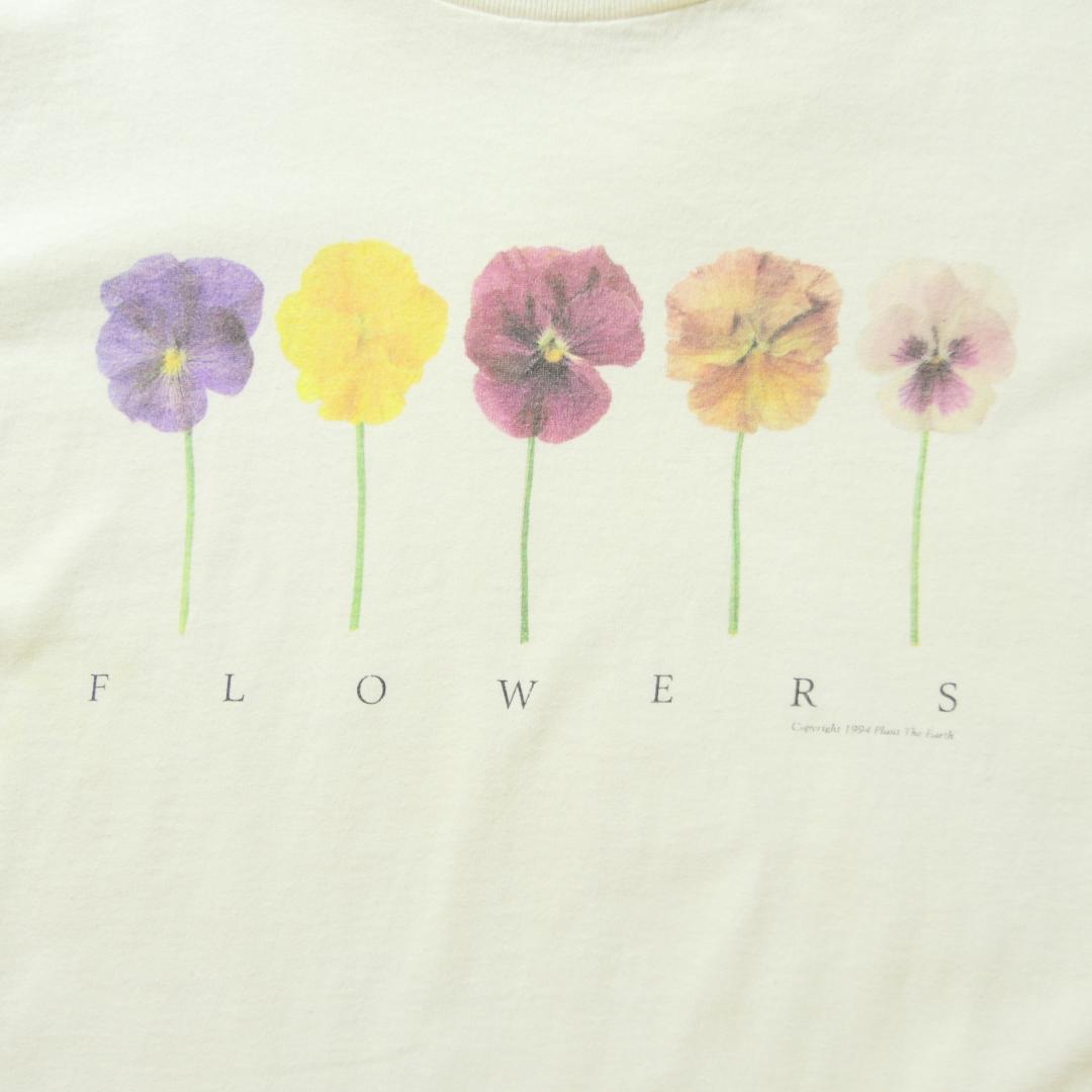 VINTAGE 90s XL Art Tee "FLOWERS" -PLANET THE EARTH-