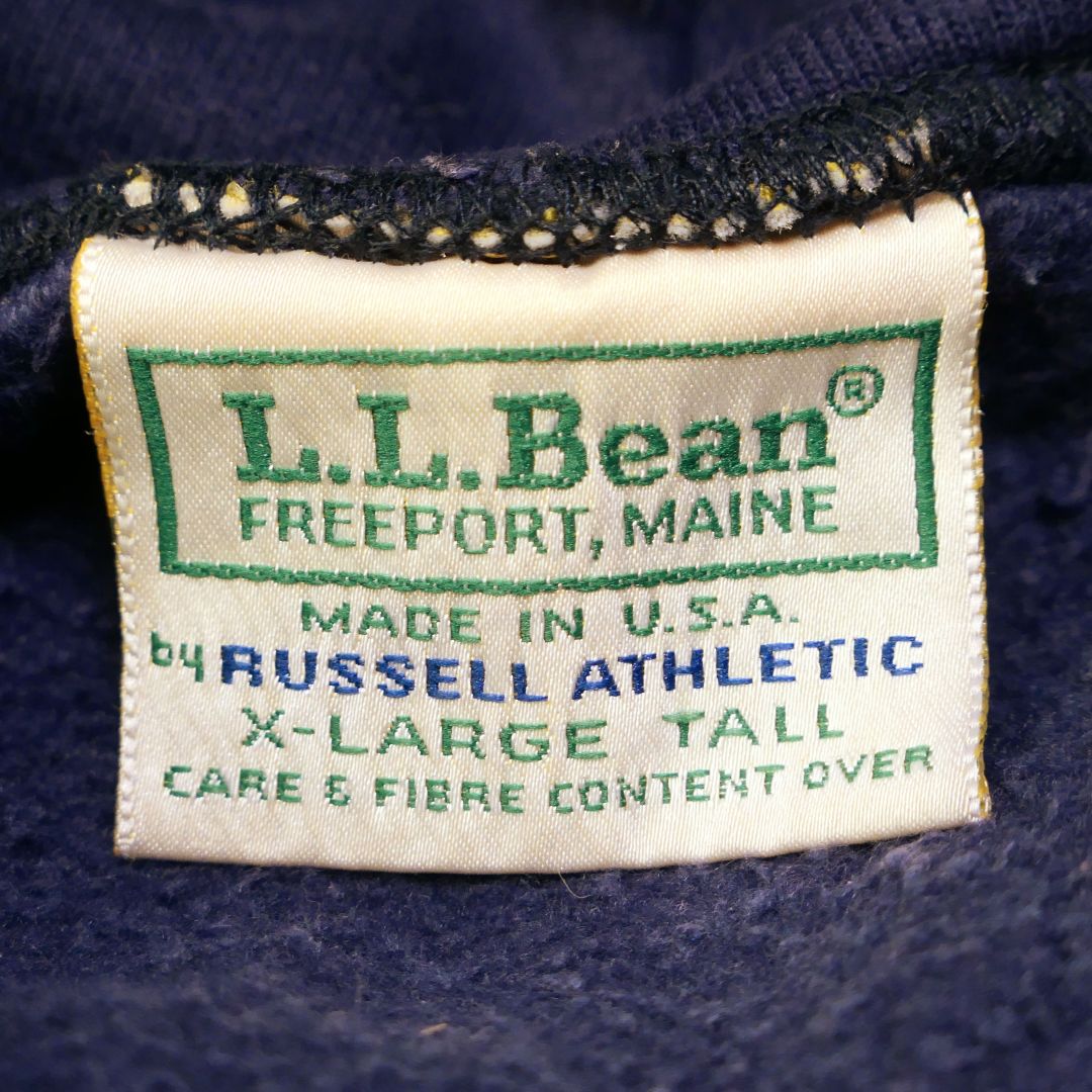 VINTAGE 80s XL Henry Neck Hoodie -L.L.Bean × Russell Athletic-