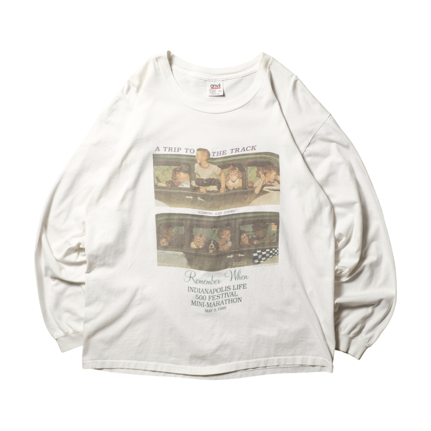 90s L/S Art Tee "going and coming" -Norman Rockwell-