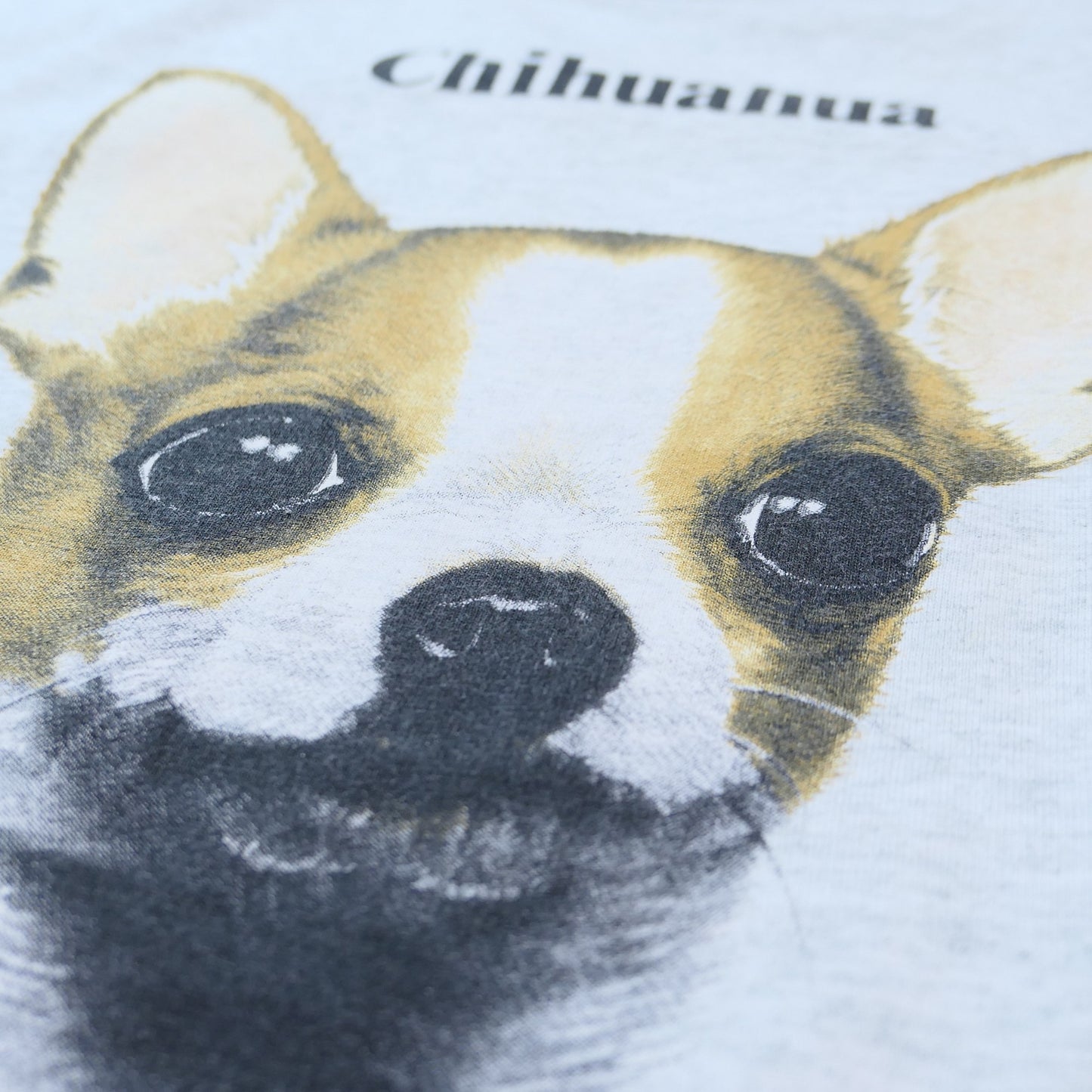 VINTAGE 90s XL Dog Face Tee "Chihuahua" -TELETREND COLS-