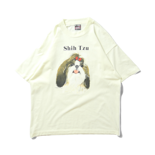 VINTAGE 90s L Dog Tee "Shih Tzu" -TELETREND COLS-