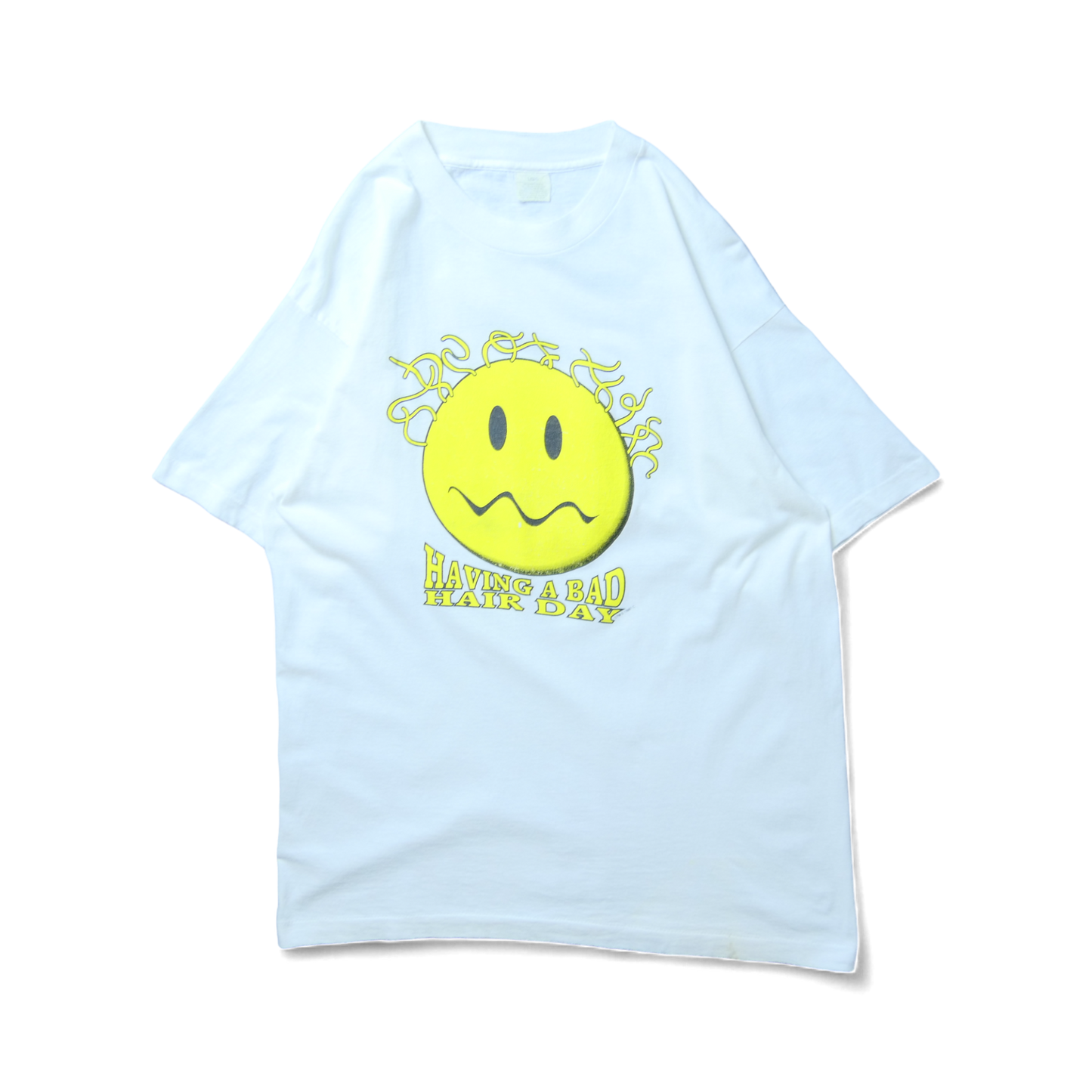 VINTAGE 90s L Smily Face Tee -BAD HAIR DAY-