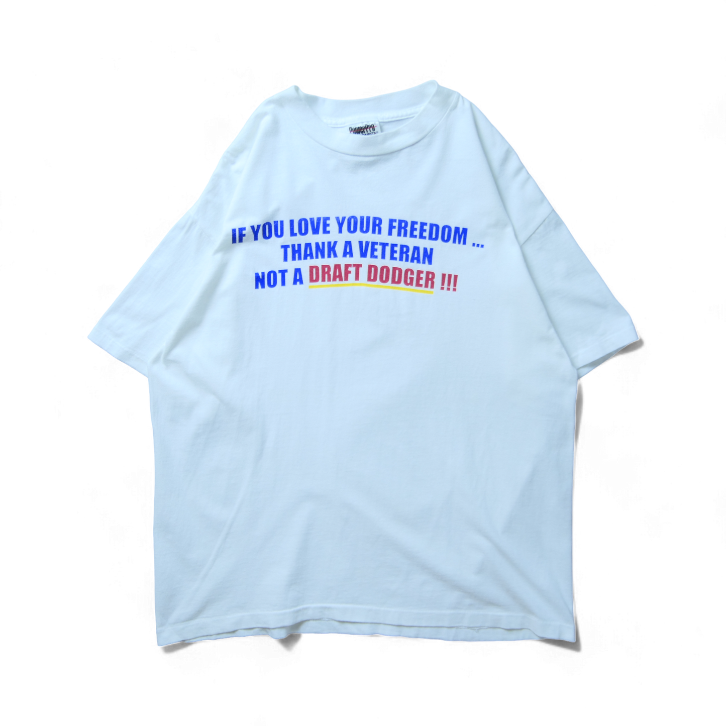 VINTAGE 90s XL Message Tee -DRAFT DODGER!!!-