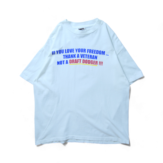 VINTAGE 90s XL Message Tee -DRAFT DODGER!!!-