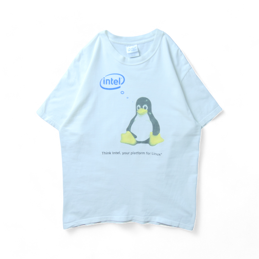 VINTAGE 00s M-L Promotion Tee -LINUX × INTEL-