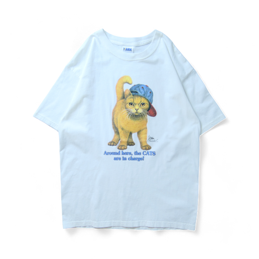 VINTAGE 90s L Art Tee "CAT" -Bob Harrison-