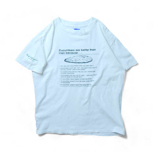 VINTAGE 90s L Message Tee -Cucumber vs. Men-