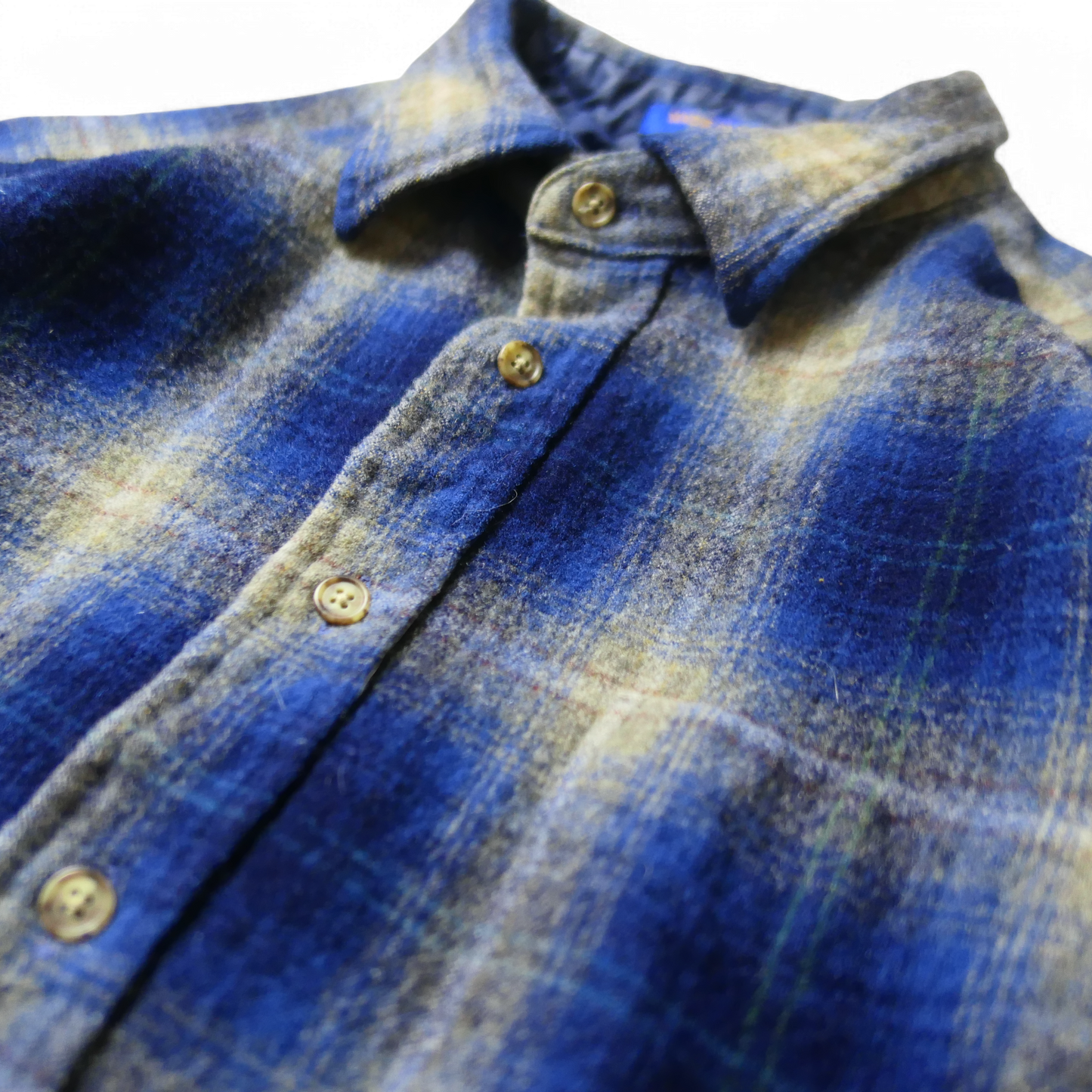 90s Shadow Plaid Wool Shirt -PENDLETON-
