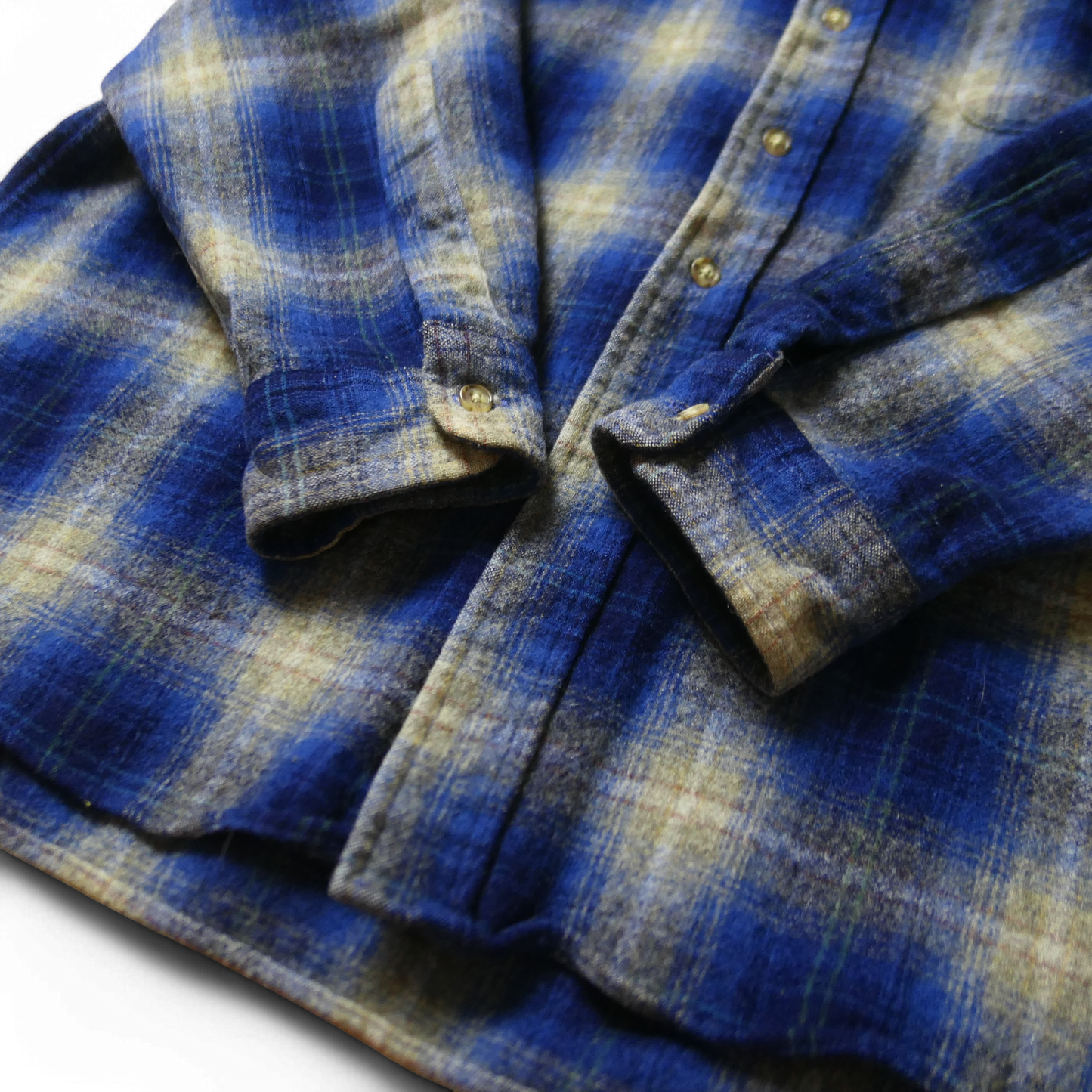 90s Shadow Plaid Wool Shirt -PENDLETON-