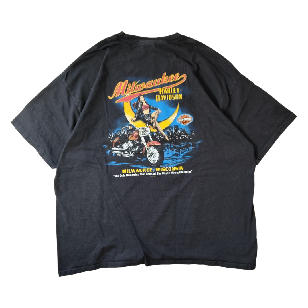 USED 00s 3XL Print T-shirt -HarleyDavidson-