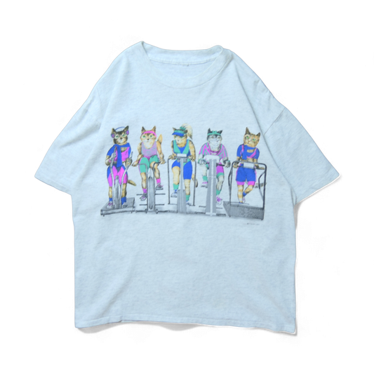 VINTAGE 90s M-L Art Tee "CATS" -T SHIRT LOFT-
