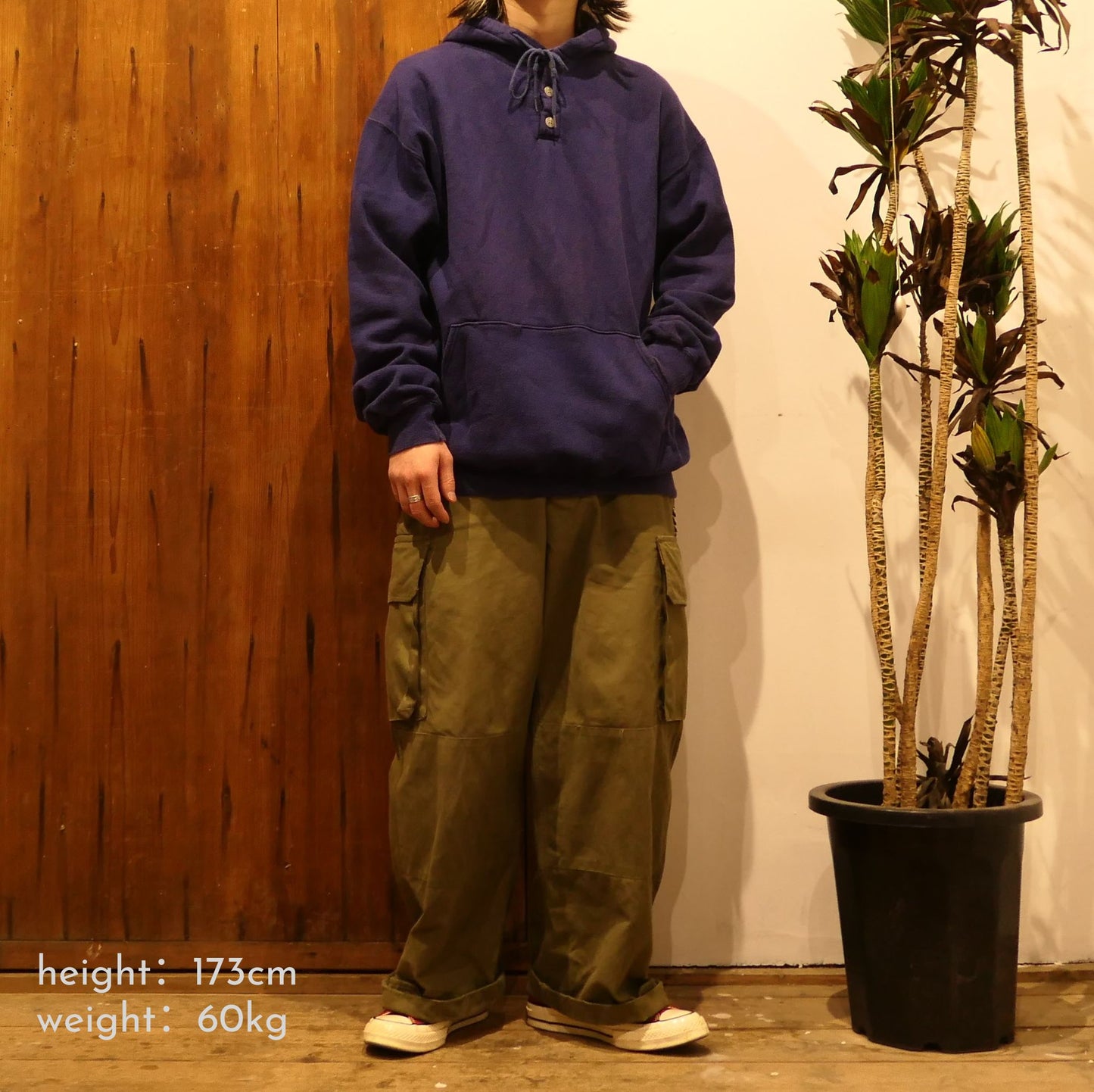 VINTAGE 80s XL Henry Neck Hoodie -L.L.Bean × Russell Athletic-