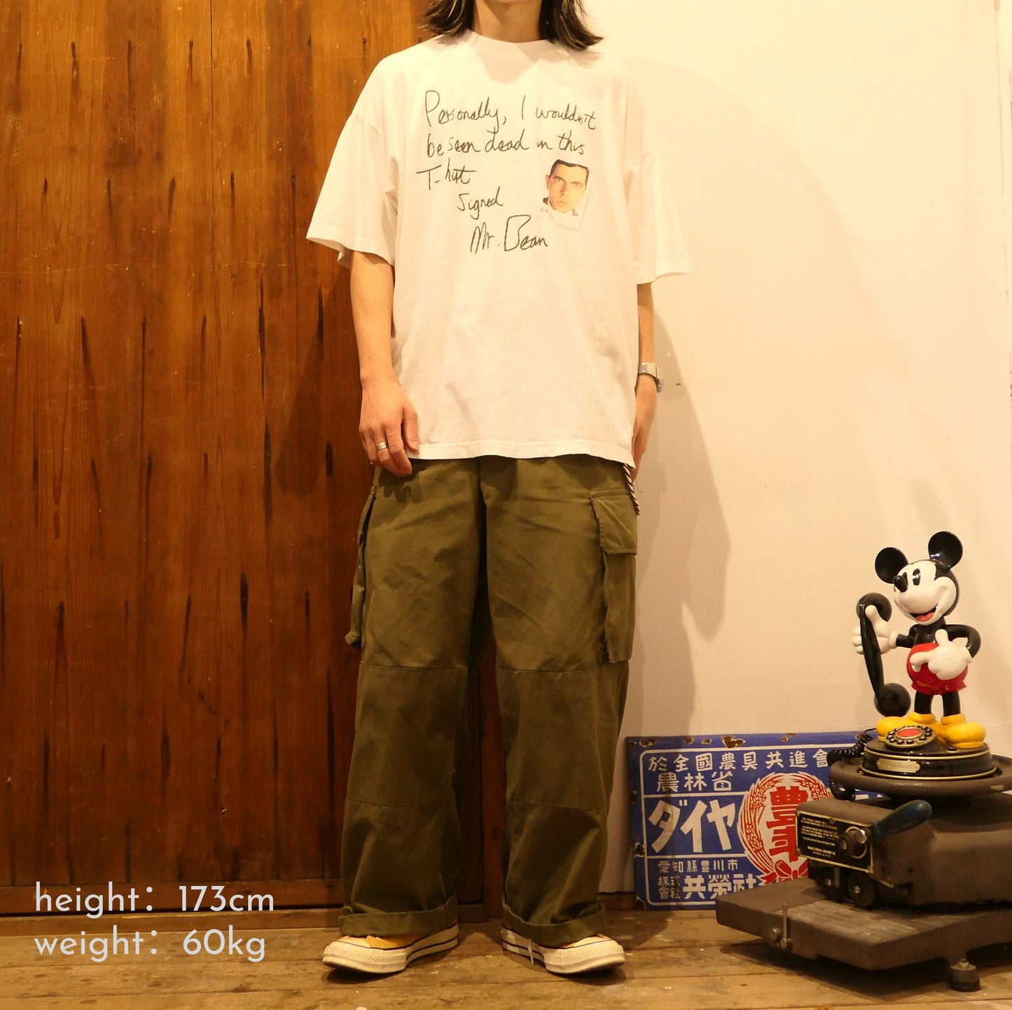 VINTAGE 90s XL Message Tee -Mr.Bean-
