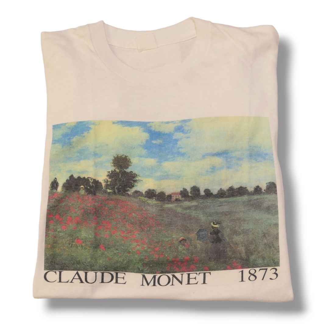 VINTAGE 90s L Art Tee "Poppy Field" -Claude Monet-