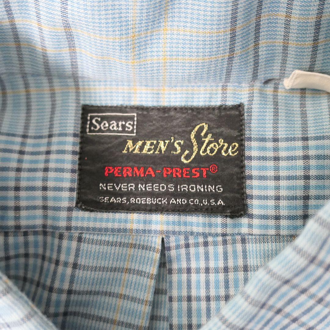 VINTAGE 70s L Button down shirt -Sears-