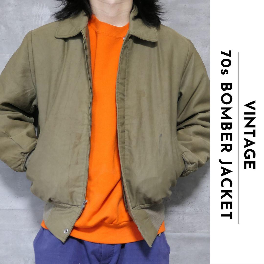 VINTAGE 70s M Bomber jacket -TALON ZIP-