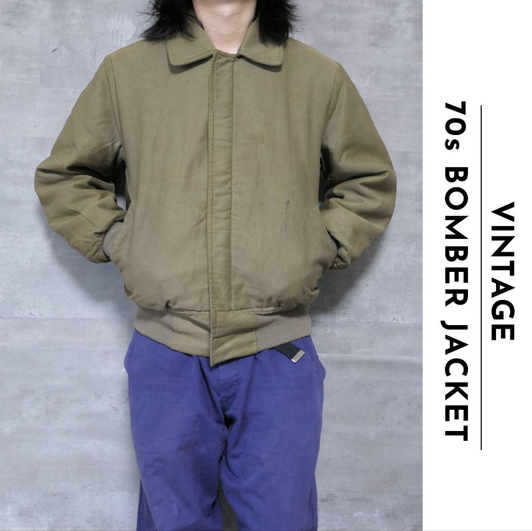 VINTAGE 70s M Bomber jacket -TALON ZIP-