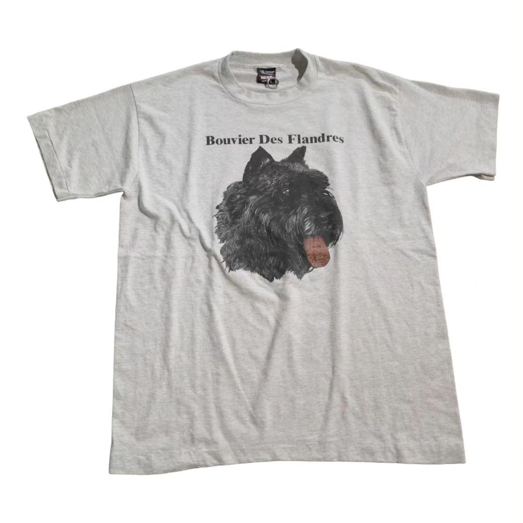 VINTAGE 90s L Dog Print Tee -TELETREND COLS-