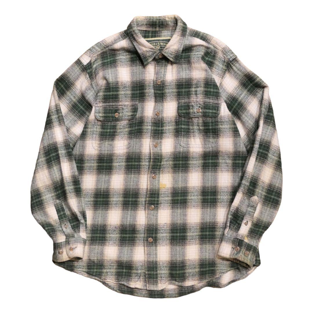 USED XL Heavy flannel shirt "Ombre Check" -FIELD & STREAM-