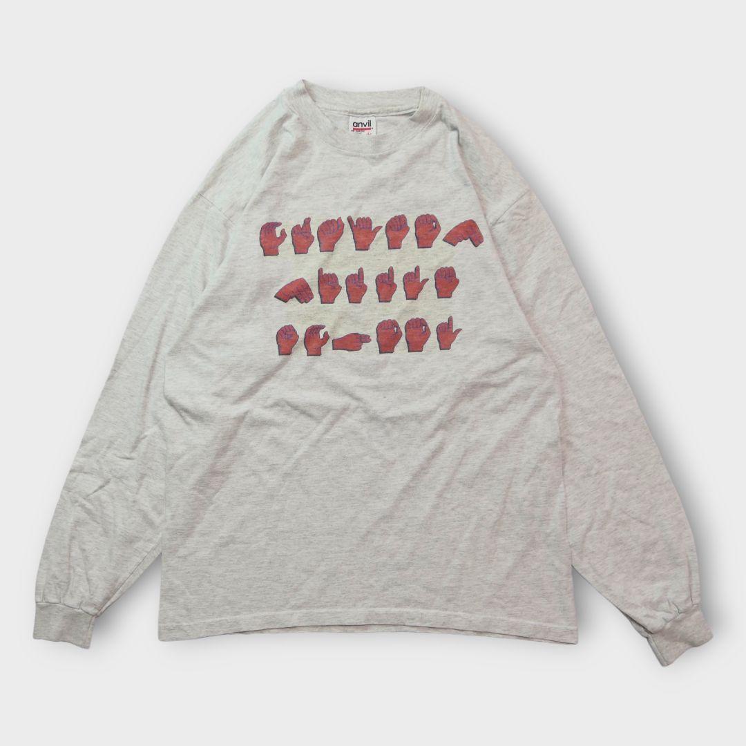 VINTAGE 90s L L/S Sign Language Tee -Crayton Middle School-