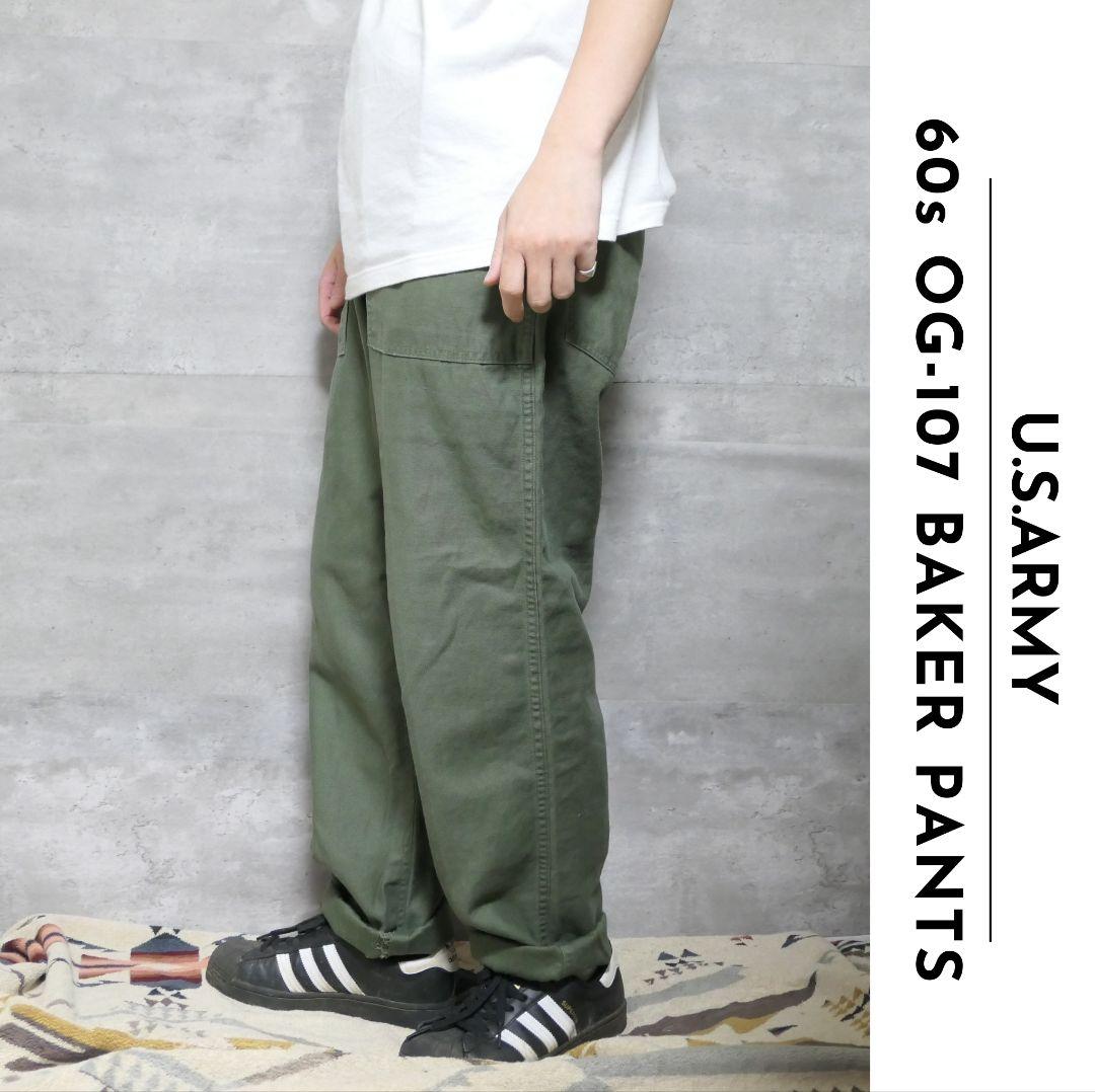 60s 70s US ARMY OG-107 ベイカーパンツ 36×31-