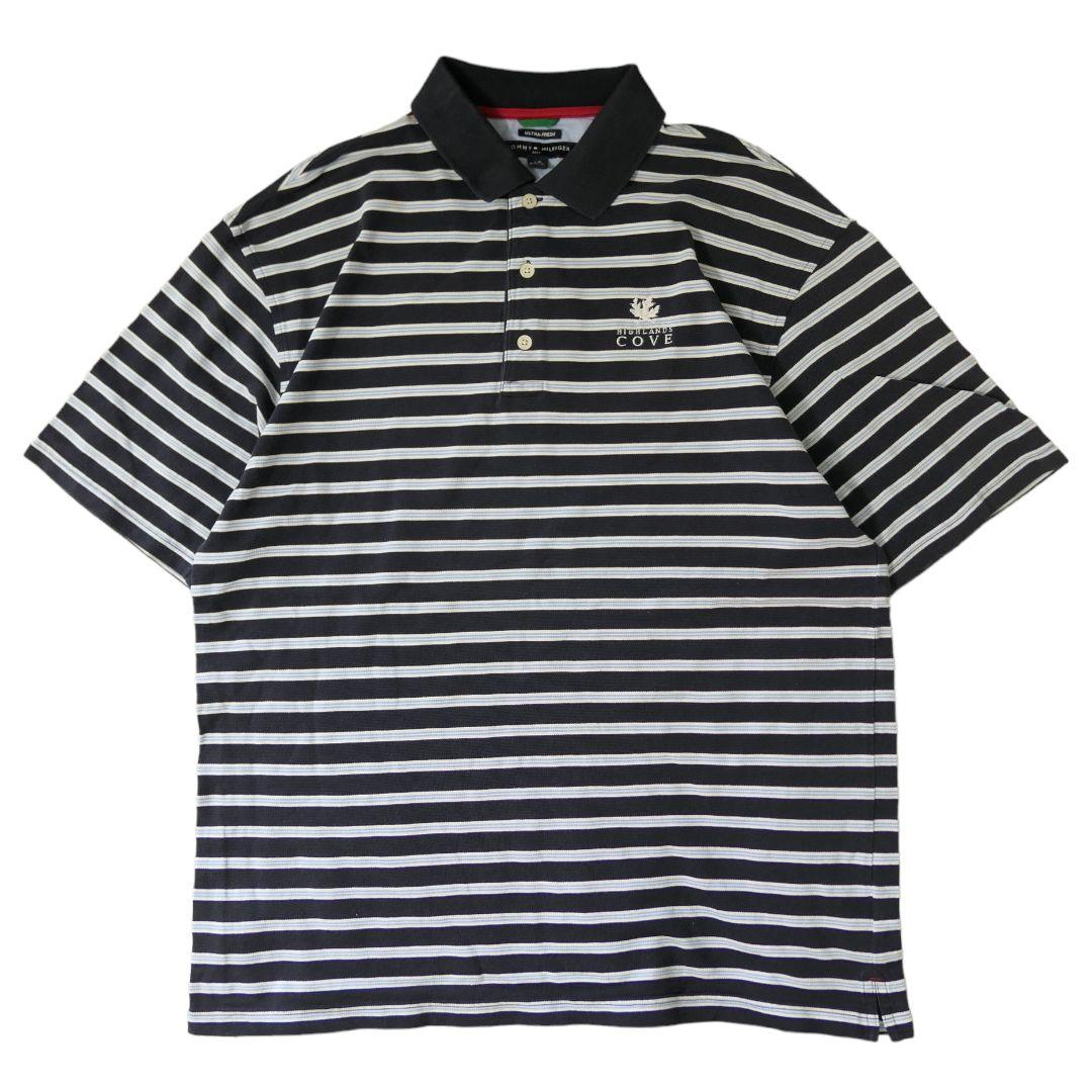 USED L Border polo shirt -TOMMY HILFIGER-