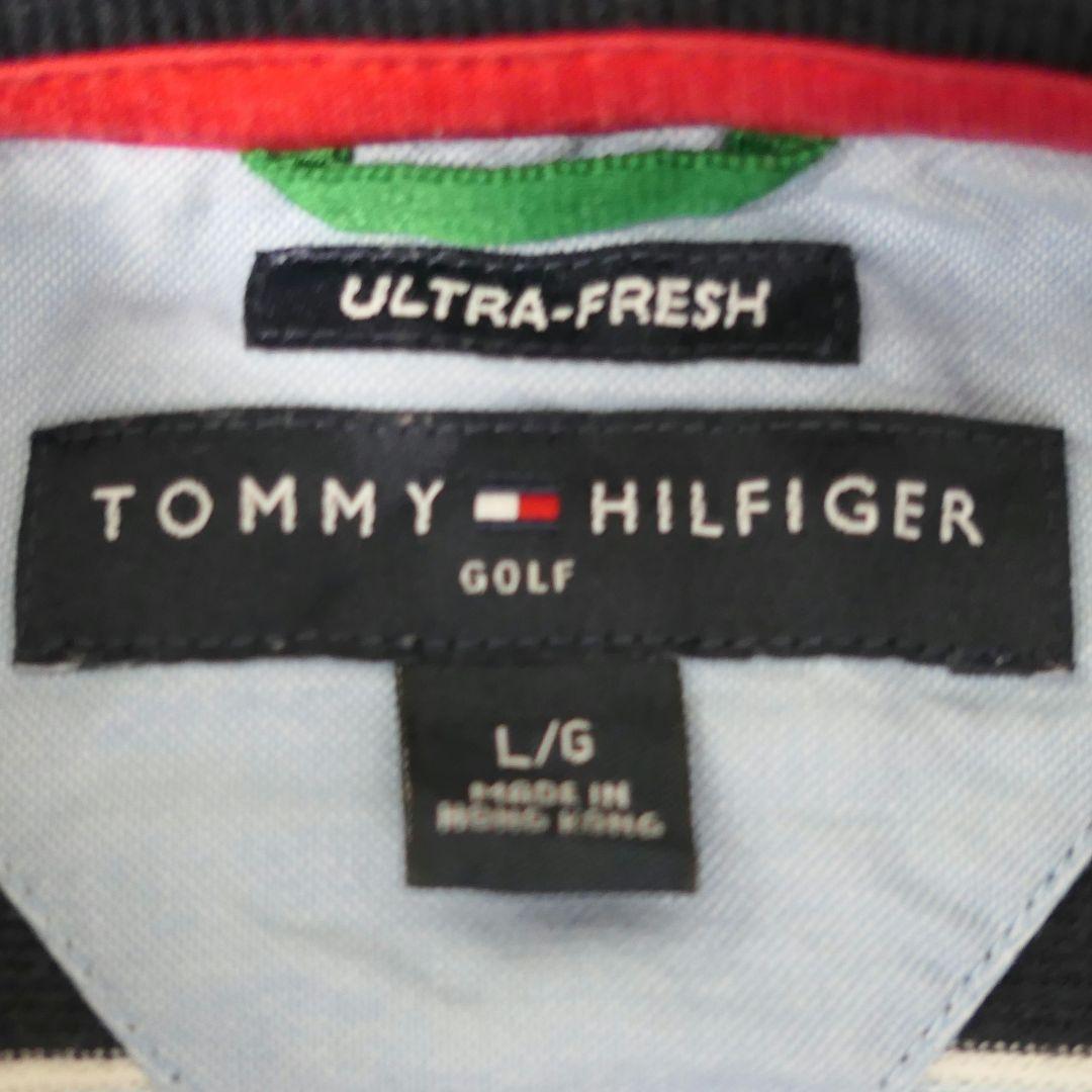 USED L Border polo shirt -TOMMY HILFIGER-