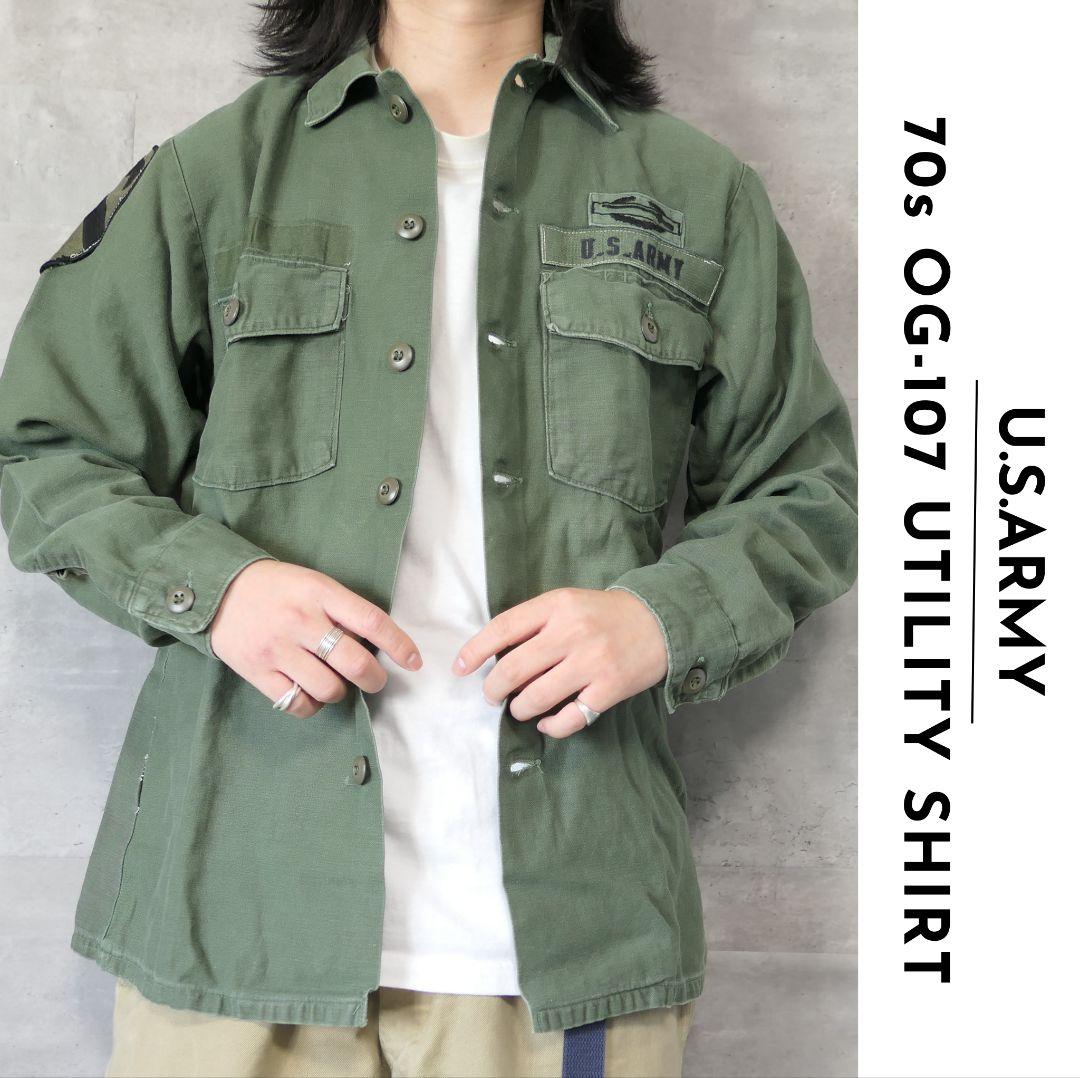 VINTAGE 70s M OG-107 Utility shirt -U.S.ARMY-