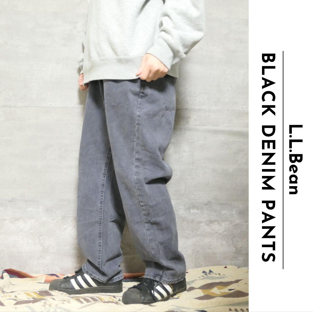 USED 40inch Black denim pants -L.L.Bean-