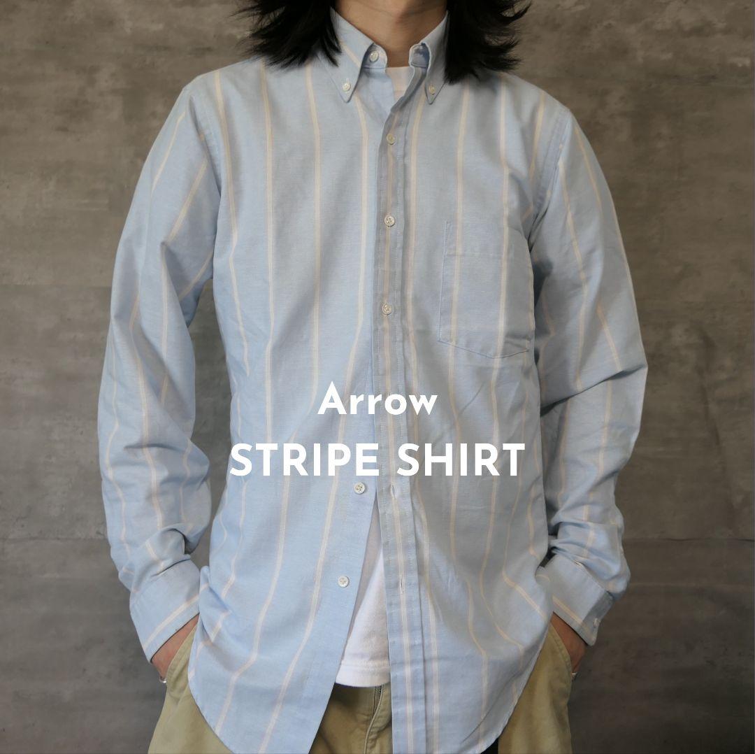 USED 15 1/2 Button down stripe shirt -Arrow-