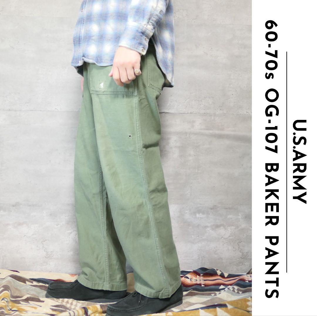 VINTAGE 60-70s 30inch OG-107 Baker pants -U.S.ARMY-