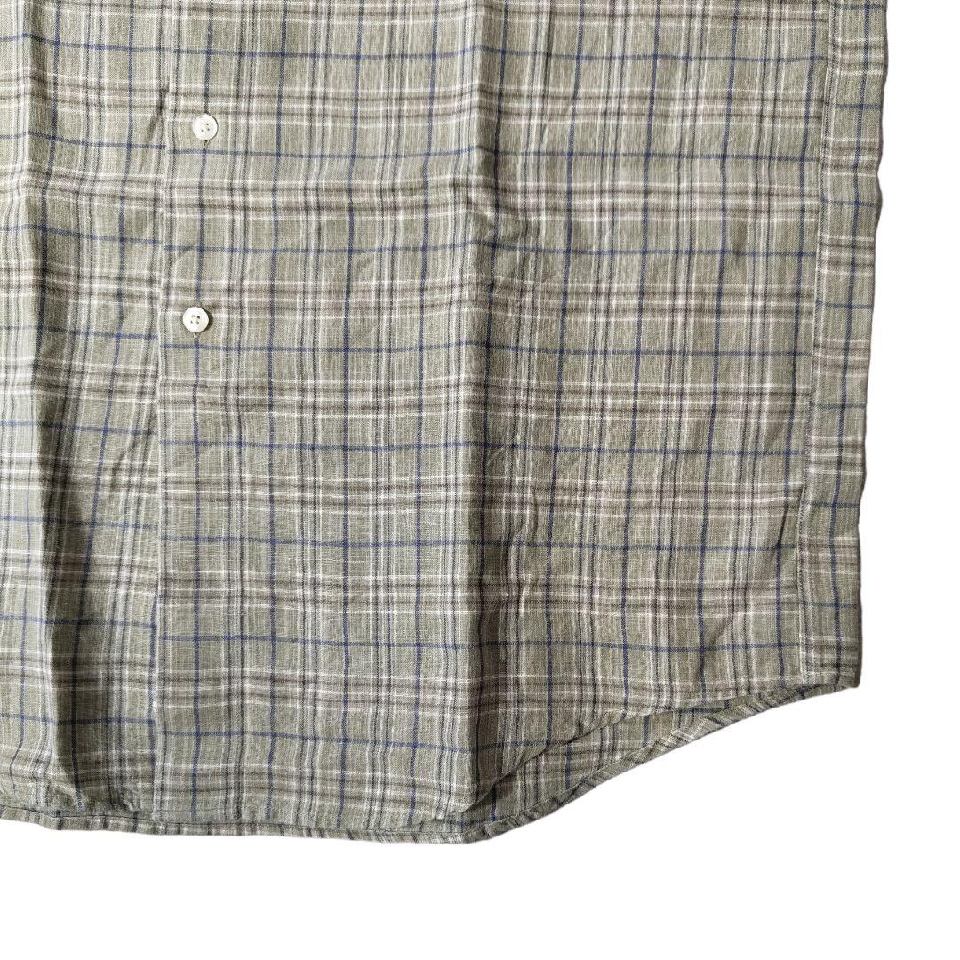 USED 00s M Linen check shirt -L.L.Bean-