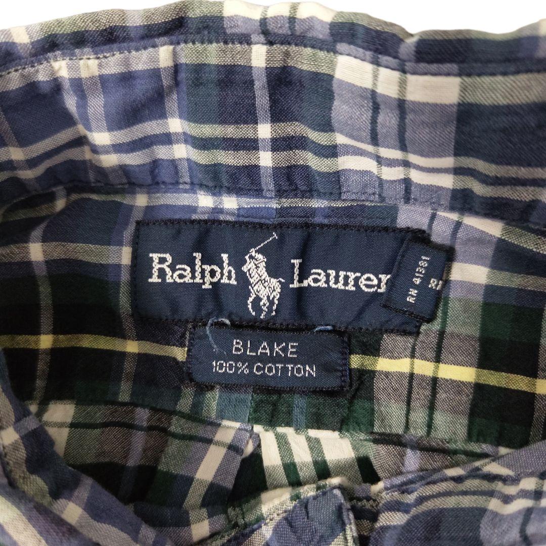 VINTAGE 90s L Button down shirt -RalphLauren-