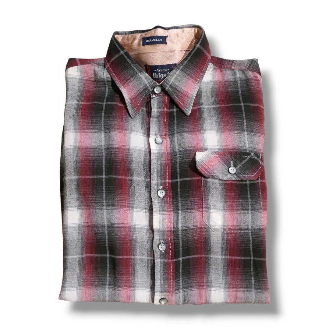 USED M-L Rayon Shirt "Ombre Check" -Arrow-