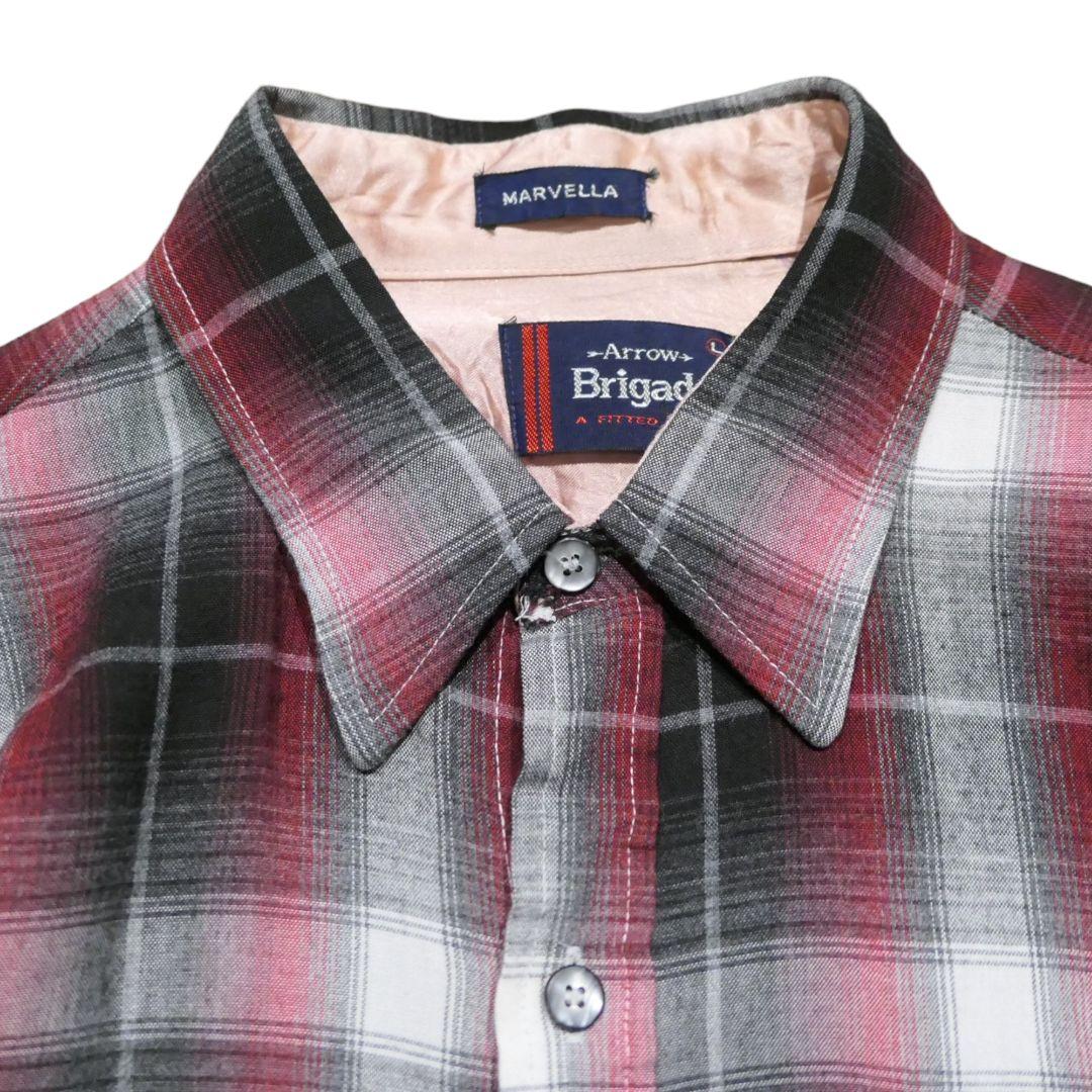 USED M-L Rayon Shirt "Ombre Check" -Arrow-