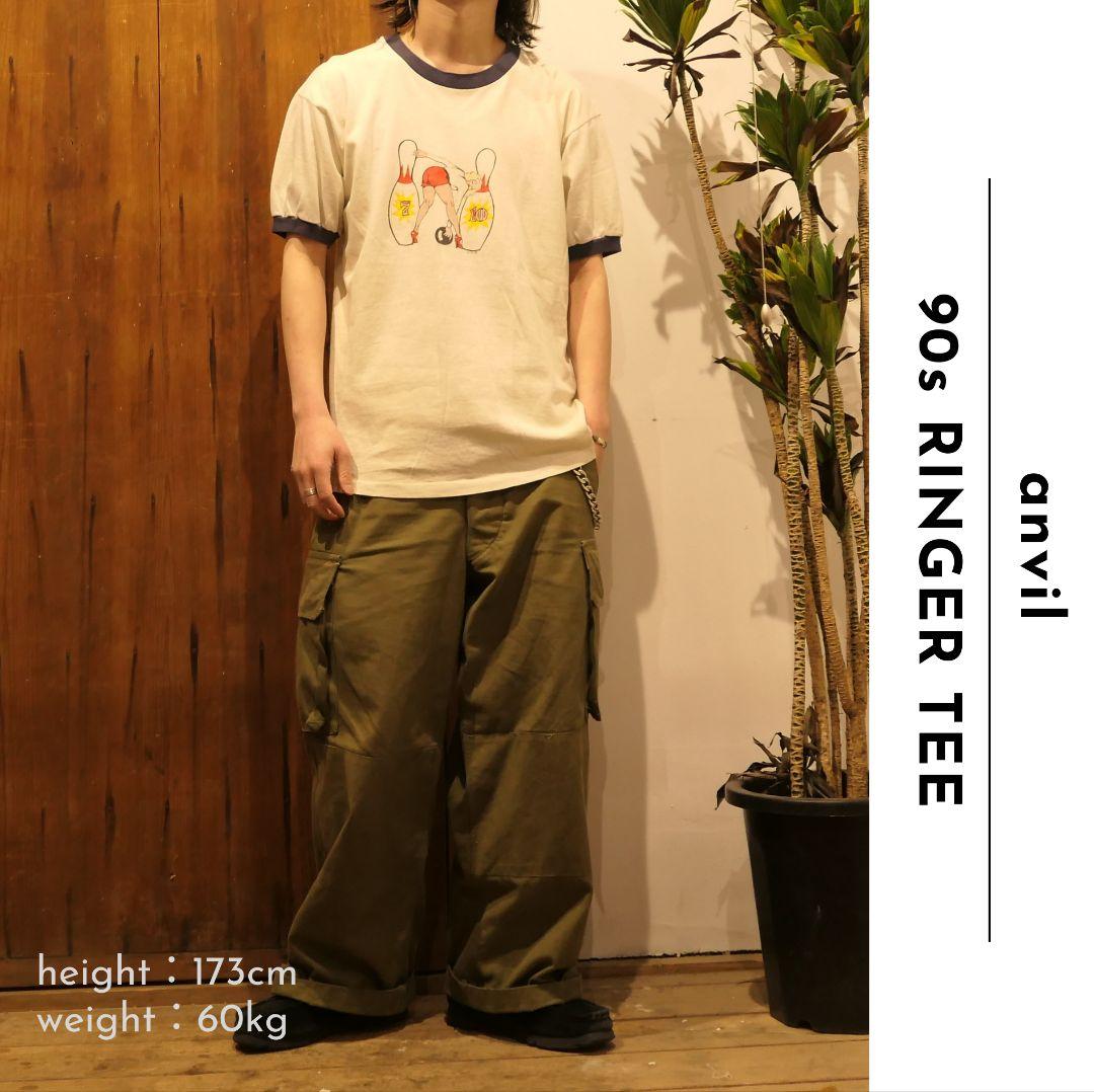 VINTAGE 90s L Ringer Tee -anvil-