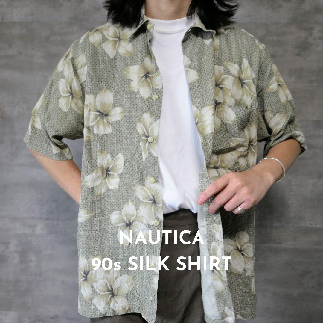 VINTAGE 90s M Silk shirt -NAUTICA-